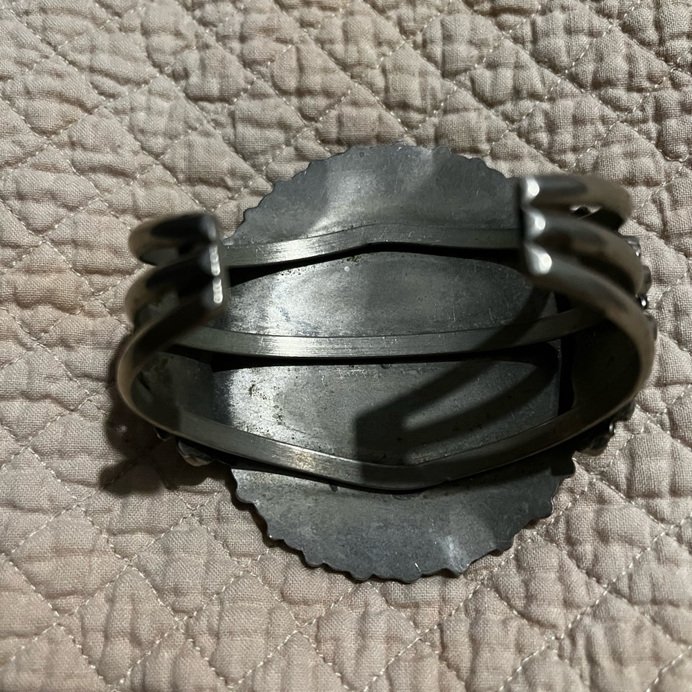 Turquoise Silver Statement Cuff - image 3